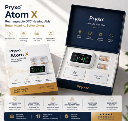 Pryxo™ Atom X Smart Hearing Aids — Hear Clearly, Feel Confident Again
